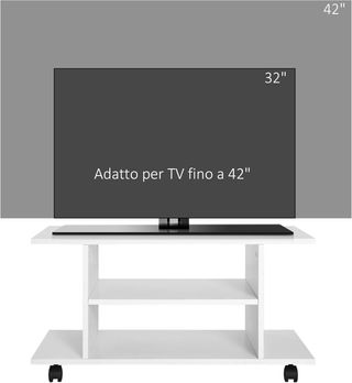 Mueble TV Moderno Con Estantes, Mueble Porta TV De 42" Con Ruedas Giratorias Con Frenos, 2 Pequeños Estantes Laterales Para Sala De Estar Y Dormitorio, 80X40X40 Cm, Blanco