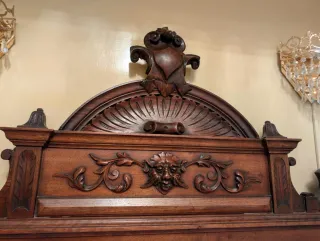 Cama de madera antigua , para colchón de 135 cm