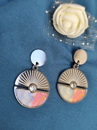 Pendientes Acero Inoxidable Diseño Abanico