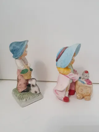Lote 2 Figuras Niños Vintage Cerámica