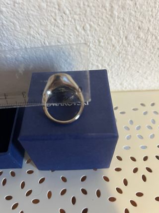 Anillo Swarovski Calavera Hombre Negro/Plata