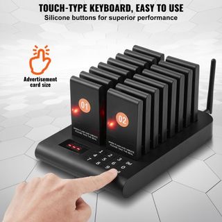 Sistema de Pagers para Restaurantes, Señal de Espera de Fila Inalámbrica de 500m, Beepers para Llamar Clientes con Vibración y Parpadeo, 16 Zumbadores para Camiones de Comida, Iglesias, Guarderías...