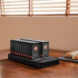 Sistema de Pagers para Restaurantes, Señal de Espera de Fila Inalámbrica de 400m, Beepers para Llamar Clientes con Vibración y Parpadeo, 20 Zumbadores para Camiones de Comida, Iglesias, Guarderías...