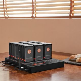 Sistema de Pagers para Restaurantes, Señal de Cola de Espera Inalámbrica de 400m de Largo Alcance, Beepers para Llamar Clientes con Vibración y Parpadeo, 24 Zumbadores para Camiones de Comida, Igl...