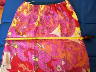 Falda acampanada asimétrica vintage multicolor XL