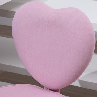 Silla de Escritorio en Forma de Corazón, Silla de Oficina con 5 Ruedas Giratorias y Altura Regulable en Tela, 42X50X79-89Cm, Rosa