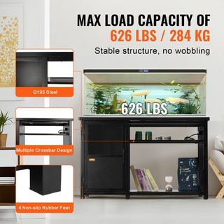 Soporte para Acuario, Soporte para Pecera de 75 Galones, 52 x 19.7 x 32.3 en Soporte para Tanque de Tortugas de Acero y MDF, Capacidad de Carga de 626 lbs, Soporte para Tanque de Reptiles con Arma...