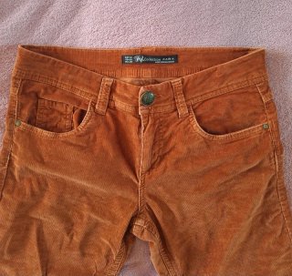 Pantaloni velluto Zara arancioni S/M + maglione
