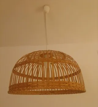 Lámpara de comedor de bambú y mimbre