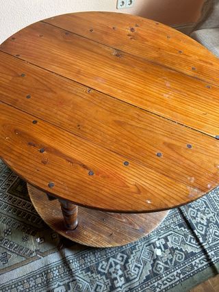 Mesa redonda vintage de madera
