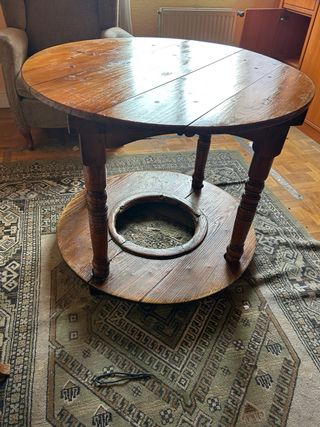 Mesa redonda vintage de madera