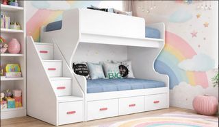 LITERA DE MADERA CON 3 CAJONES Y ESCALERA LIDER28.