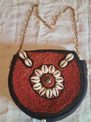 Borsa artigianale perline e conchiglie