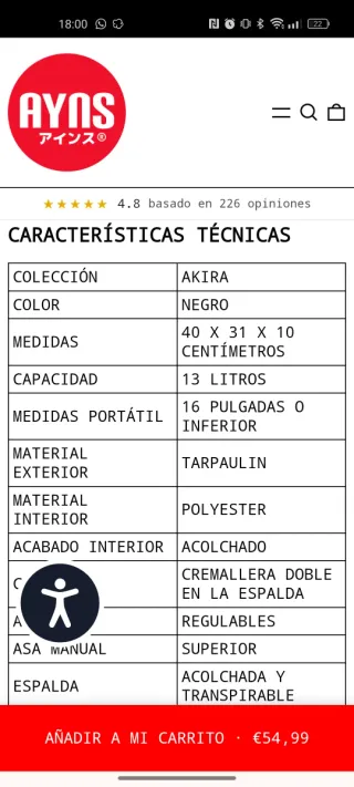 Mochila para portátil Akira Antirrobo 15.6 Negra
