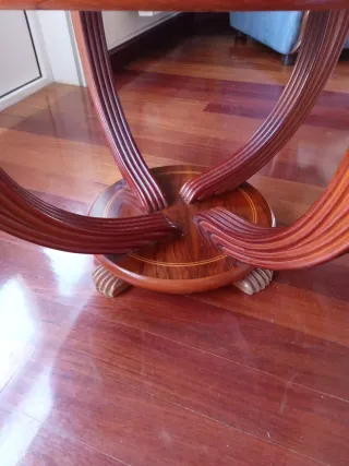 Tavolino rotondo in legno e marmo