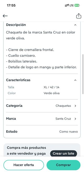 Chaqueta Santa Cruz verde oliva