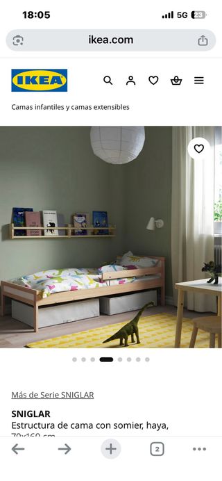 Estructura cama SNIGLAR IKEA haya 70x160