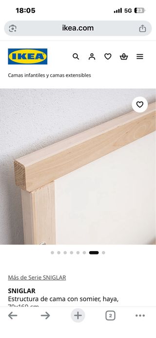 Estructura cama SNIGLAR IKEA haya 70x160