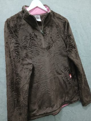the north face pile zip woman size L brown