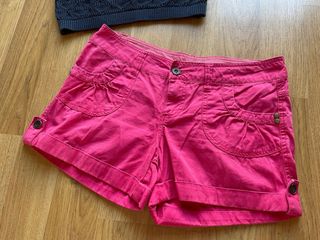 Short denim pantalones cortos fucsia Talla 38