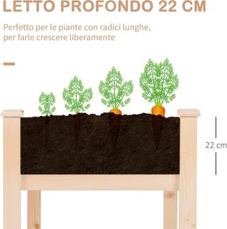 Cama para Huerto Elevado, Mesa de Huerto Urbano Colgante para Plantas con Funda de Tela para Jardín, 122.5X56.5X76Cm, Madera