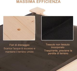 Cama para Huerto Elevado, Mesa de Huerto Urbano Colgante para Plantas con Funda de Tela para Jardín, 122.5X56.5X76Cm, Madera