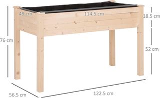 Cama para Huerto Elevado, Mesa de Huerto Urbano Colgante para Plantas con Funda de Tela para Jardín, 122.5X56.5X76Cm, Madera