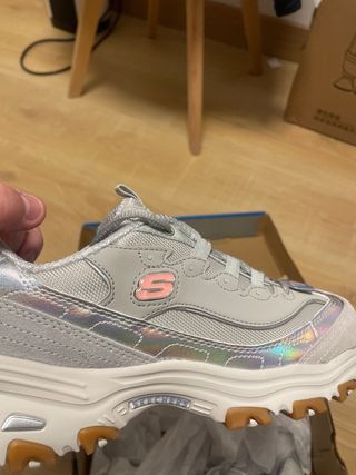 Zapatillas Skechers Dlites Mujer Plata Rosa