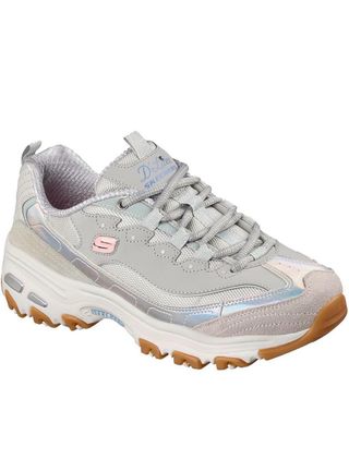 Zapatillas Skechers Dlites Mujer Plata Rosa