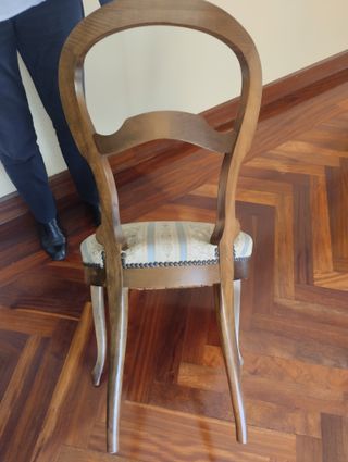 4 Sillas de Comedor Madera y Tela