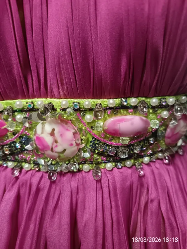 Vestido exclusivo corto degradado rosa y verde