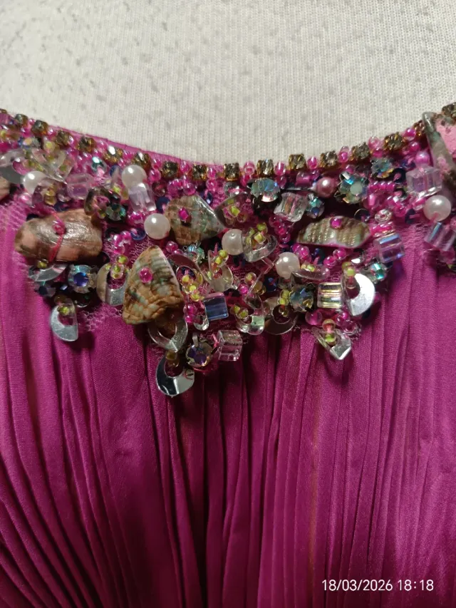 Vestido exclusivo corto degradado rosa y verde