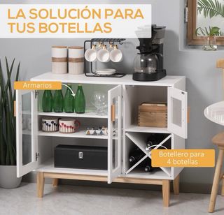 Aparador de Cocina con 3 Puertas de Vidrio