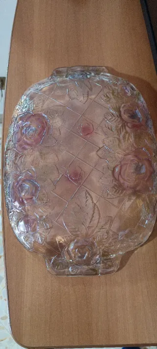 Vassoio in vetro decorato rose