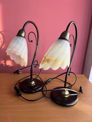 Set 2 Lámparas Mesilla Metal y Cristal