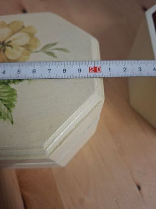 Pareja Cajas Joyero Madera Pintada Flores