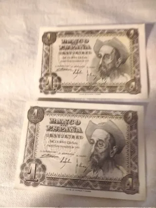 2 Billetes 1 Peseta Quijote