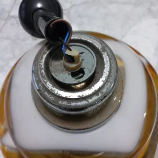 Lampadario vintage anni '60 ambra e bianco