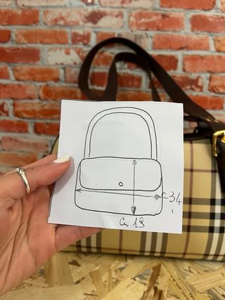 Borsa stile vintage check beige e marrone