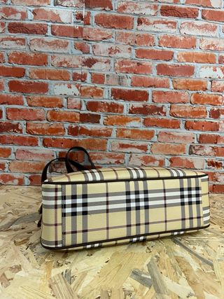 Borsa stile vintage check beige e marrone