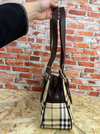 Borsa stile vintage check beige e marrone