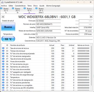 Disco Duro WDC WD60EFRX-68L0BN1 6TB