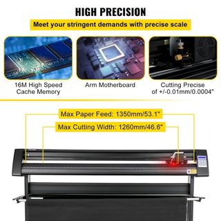 Cortadora de Vinilo, Plotter de Vinilo de 1350 mm, Cortadora de Plotter con Pantalla LED, Semi-Automática con Ojo Óptico Integrado, Compatible con el Software SignMaster para el Sistema Windows co...