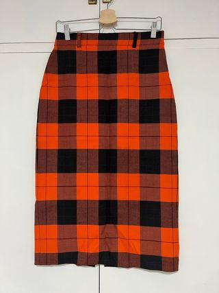 Falda Zara Midi Tubo Cuadros