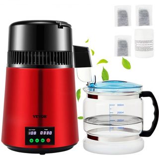 Destilador de Agua de 4 L, 1 L/H, Máquina de Agua Destilada de 750W con Configuración de Temporizador de 0-99 H, Pantalla de Temperatura, Destilador de Acero Inoxidable de Encimera con Jarra de Vi...