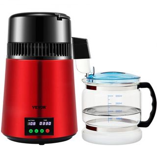 Destilador de Agua de 4 L, 1 L/H, Máquina de Agua Destilada de 750W con Configuración de Temporizador de 0-99 H, Pantalla de Temperatura, Destilador de Acero Inoxidable de Encimera con Jarra de Vi...
