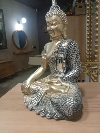Buda Decorativo Dorado y Plateado