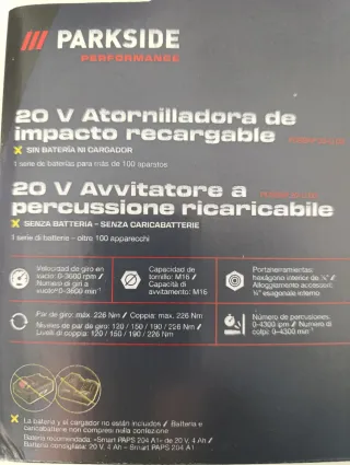 Parkside 20V Atornilladora de Impacto
