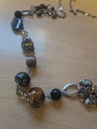 Collar bisutería piedras y cadena plata