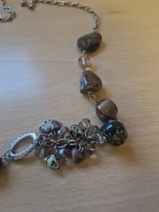 Collar bisutería piedras y cadena plata